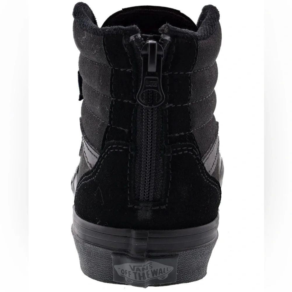 Vans Kid’s Filmore Hi Zipper Lace Up Front Black on Black Suede Canvas Skate - Picture 3 of 12